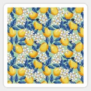 Lemons Pattern On Green Magnet